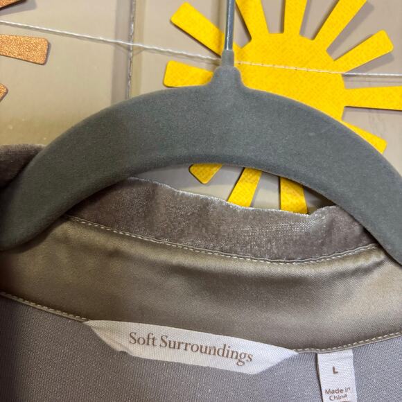 Soft surroundings Beige Velvet Button Down tunic Long Line Quiet Luxury Large - Picture 3 of 3